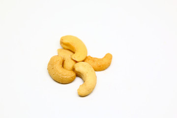 Cashew nuts isolated on a white