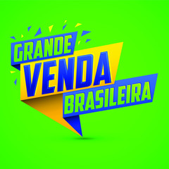 Grande venda Brasileira, Brazilian Great sale Portuguese text vector modern colorful promotional banner