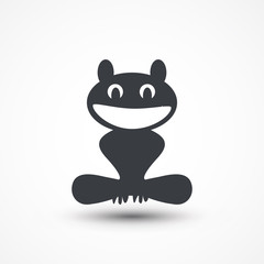 Frog in caricature cartoon style isolated. Smiling