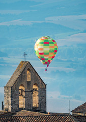 Fototapeta na wymiar Todi (Umbria, Italy) - The suggestive medieval town of Umbria region, in a summer sunday morning, during the hot air balloons contest 