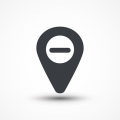 Map pointer with minus icon. Flat design style