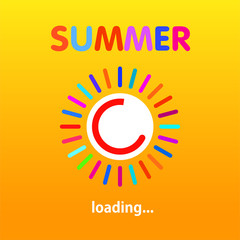 Summer is loading, progress loading bar, banner design. Vector illustration. Eps 10