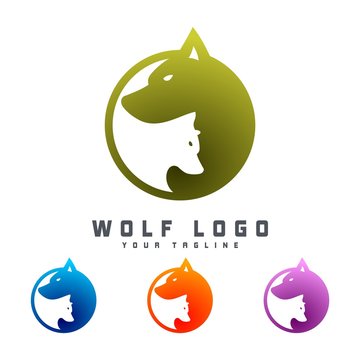  Twin Wolf Logo Design Template , Design Vector illustration 