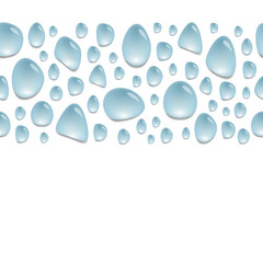Fototapeta na wymiar Horizontal decoration with water drops, background with blue water spots, vector wallpaper