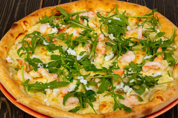 Pizza with prawn