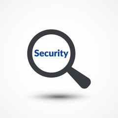 Security word with magnifying glass