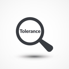Tolerance word with magnifying glass