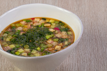 Russian cold soup Okroshka