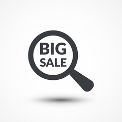 Big Sale under magnify search investigation illustration design over a white background