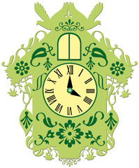 Decorative green cuckoo clock