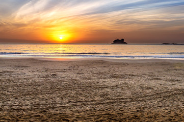 Sunrise at tropical beach in Guaruja, SP/ Brazil