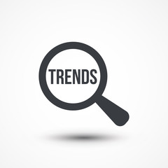 Trends word magnify sign concept illustration design over white