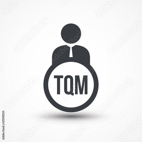 "Human flat icon with word TQM total quality management" Stock image