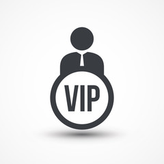 Human flat icon with word VIP very important person