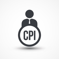 Human flat icon with word CPI Consumer Price Index