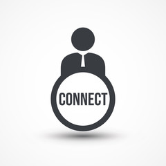 Business person with text CONNECT flat icon
