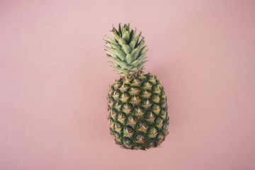 Single whole pineapple top view