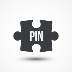 Puzzle piece. Concept image of acronym PIN as Personal Identification Number. Flat icon