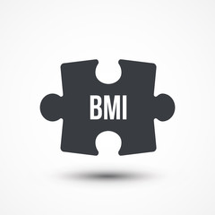 Puzzle piece. Concept image of acronym BMI as Body Mass Index. Flat icon
