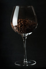 Wine glass with coffee beans