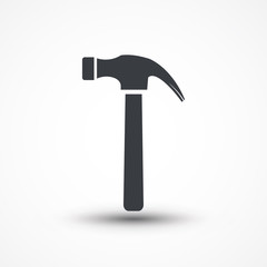 Hammer icon. Silhouette on a white background., JPEG, Picture, Image, Logo, Sign, Design, Flat, App, UI, Web, Art,, Solid Style