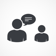 User group with speech bubble icon, talking