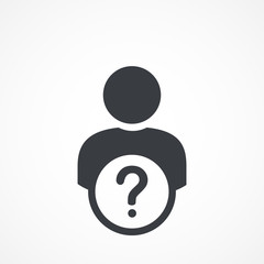 User help icon. Silhouette with question mark - obrazy, fototapety, plakaty