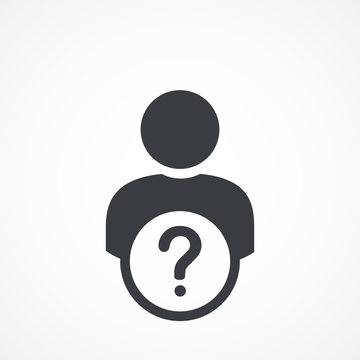 User help icon. Silhouette with question mark