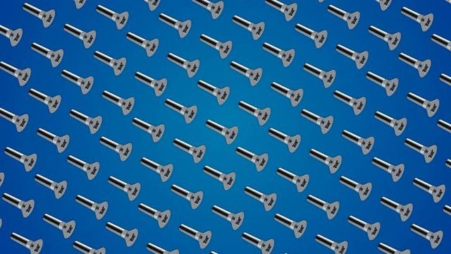 Metallic screws bolts pattern blue background loop
