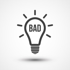 Bad idea icon. Light bulb icon. Lamp illustration