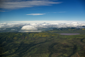 Aerial view of Mt Lemakarot, Ngorongoro Conservation Area, after the long rains. 