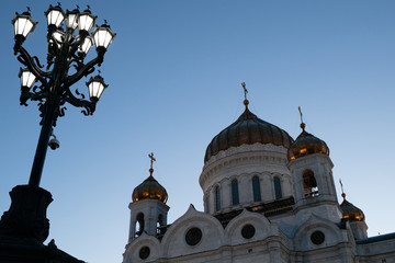 night cityscape Christ the Savior Cathedral