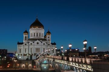 Fototapeta na wymiar night cityscape Christ the Savior Cathedral