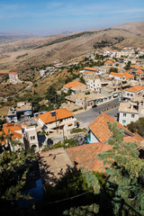 Fototapeta na wymiar View to Rachaiya village in Bekaa valley vertical, Lebanon