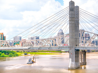 Visit Louisville, Kentucky to view cityscape waterfront bridge and downtown skyline - obrazy, fototapety, plakaty