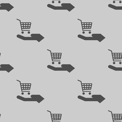 shopping, cart on hand icon illustration vector  seamless pattern