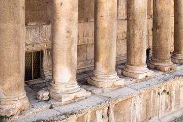 Baccus temple columns from high point of view, Baalbek, Lebanon