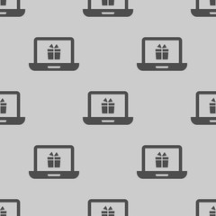 present on laptop icon vector illustration seamless pattern