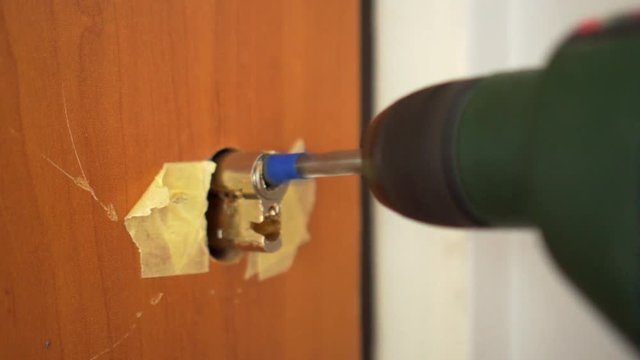 Drilling broken door lock