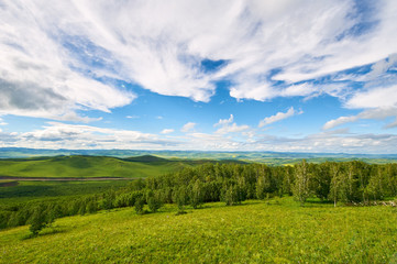 Fototapeta na wymiar The summer Hulunbuir grasslands of inner Mongolia, China