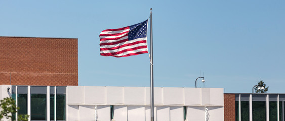 american flag on an american embassy