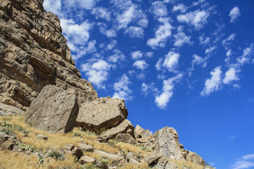 Blue skies and cliffs by the Texas-Mexico border