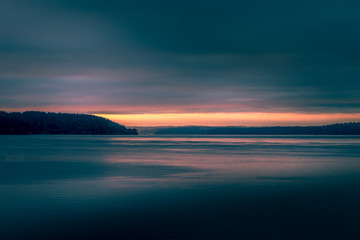 vivid sunrise over puget sound in summer