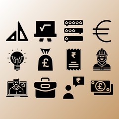 Mathematics, euro and money bag related premium icon set