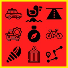 Simple 9 icon set of travel related [iconsRandom:4] vector icons. Collection Illustration
