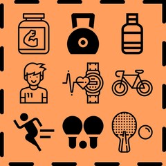 Simple 9 icon set of fitness related [iconsRandom:4] vector icons. Collection Illustration