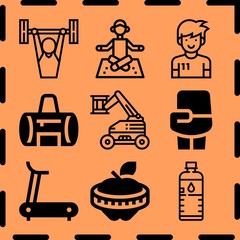 Simple 9 icon set of fitness related [iconsRandom:4] vector icons. Collection Illustration