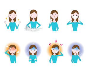 病気 コロナ コロナウイルス COVID-19 インフルエンザ  予防 健康管理 体調不良のイラスト素材