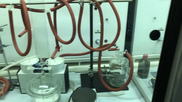 Chemical lab hood with vacuum suction pump and magnetic stirrerLab