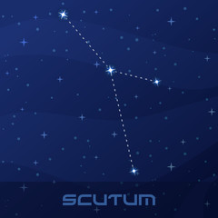 Constellation Scutum, Shield, night star sky